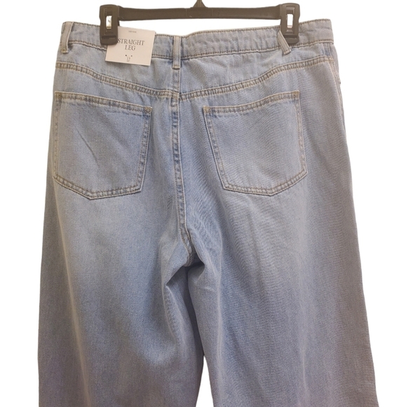 Future Collective WideLeg Jeans High Waist Light Wash Denim Pants Casual - Picture 3 of 7